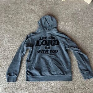 Gray Hoodie with Black Text
